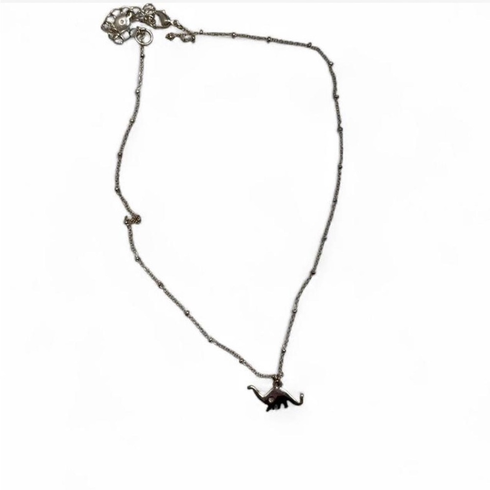 Dainty Silver Dinosaur Charm Ball Chain Necklace